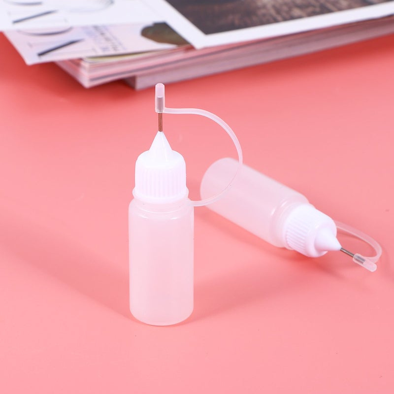 rosenice Needle Bottle 10ml Needle Tip Glue Bottle Applicator for DIY 10Pcs(White) - Image 5